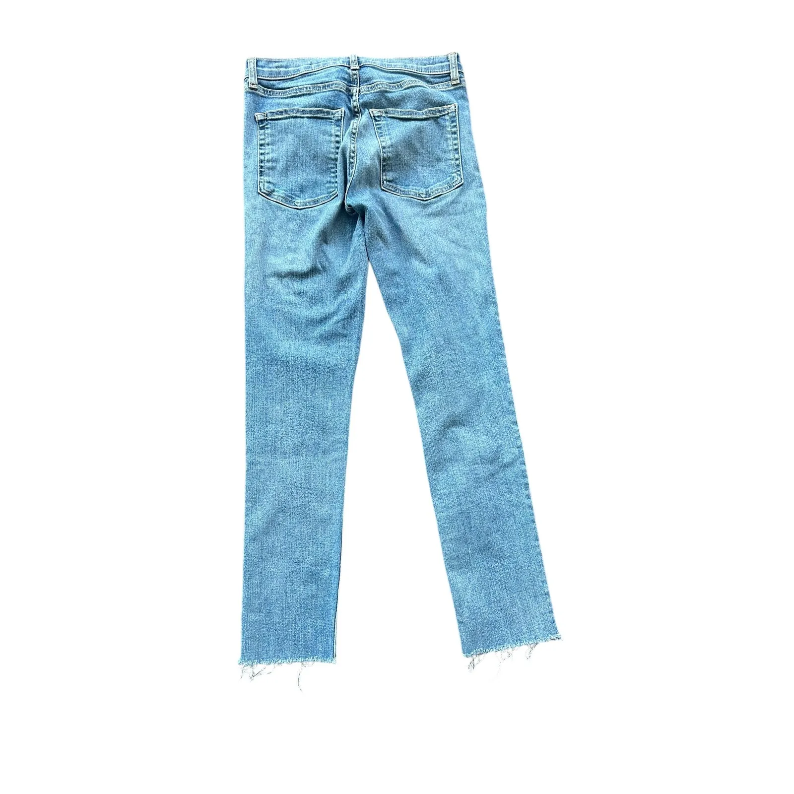 Nili Lotan High Rise Skinny Jeans Ocean Wash Raw Hem Size 26 Made in USA Blue - Image 7