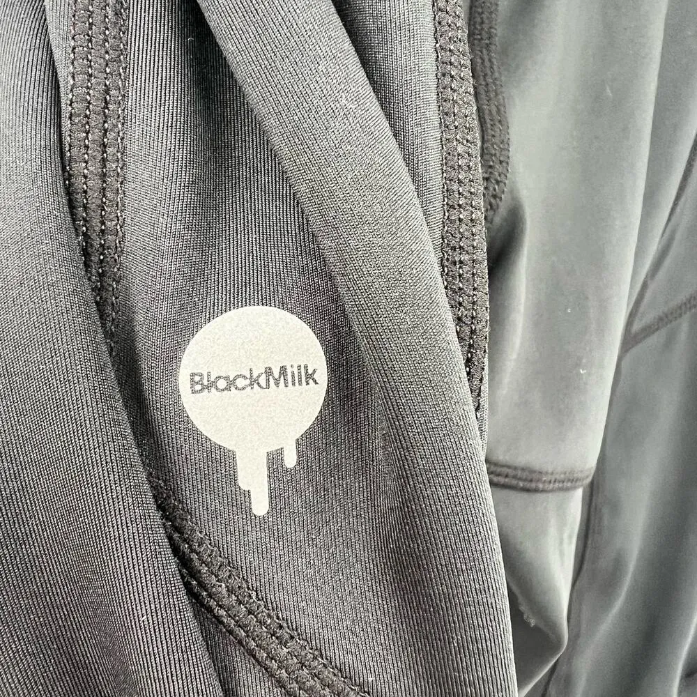 Blackmilk  pull on solid plain black leggings with logo pockets size Large - Image 6