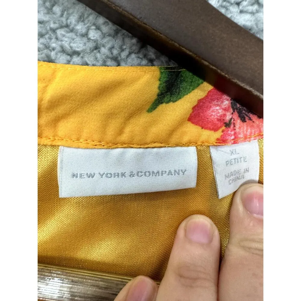 New York And Company Maxi Dress Womens XL Petite Floral Yellow‎ Resort Boho Yellow Size undefined - Image 3