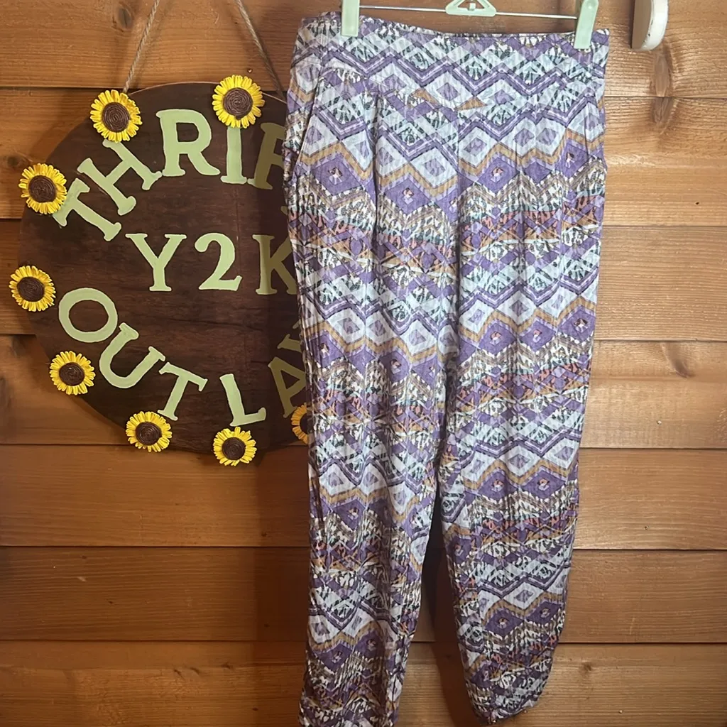Free People Aztec Southwestern Pocket Jog Pocket Boho Slouch Crop Stretch Pant - Image 2
