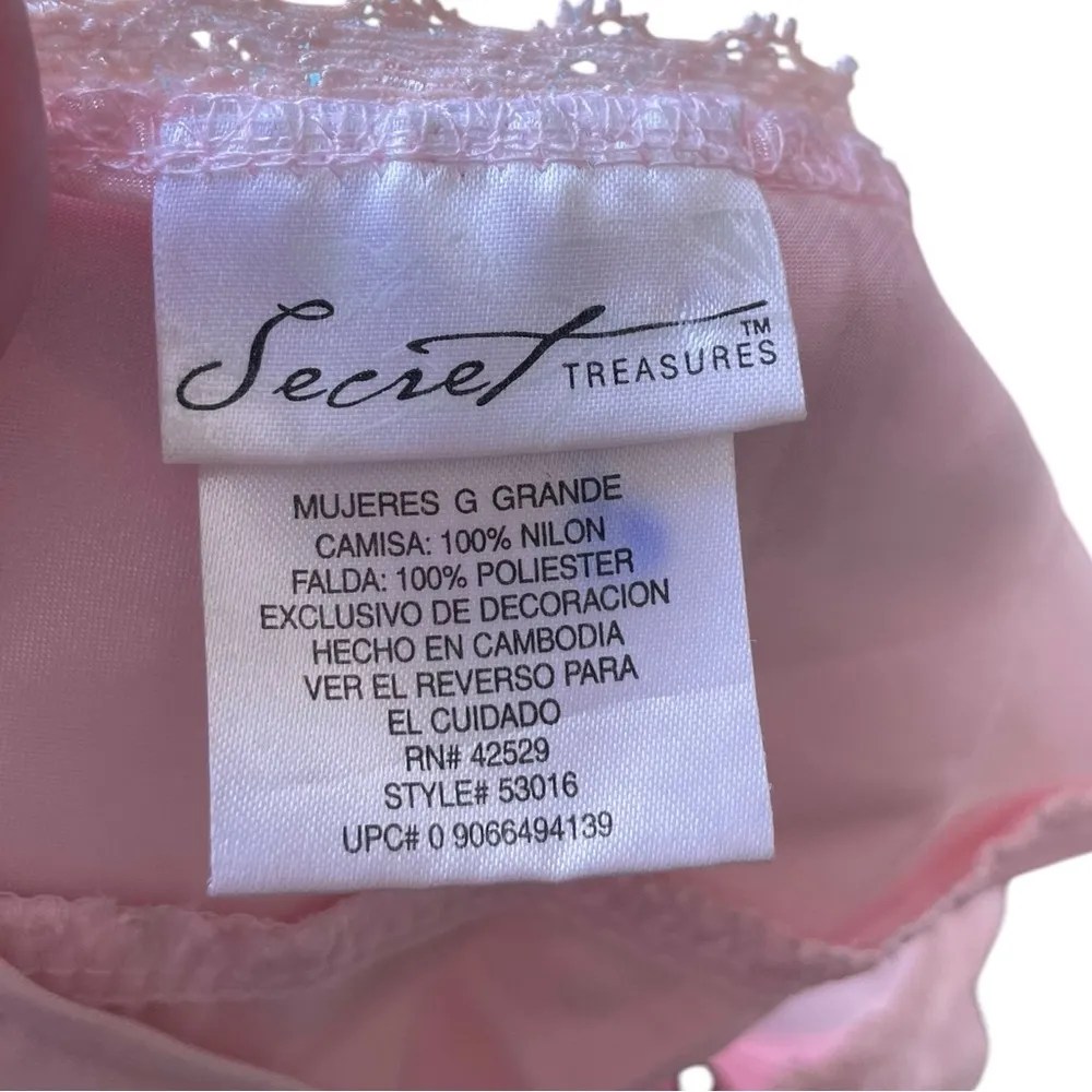 Secret Treasures Y2K Pink Sheer Preppy Glam Floral Lace Satin Mini Slip Dress - Image 5