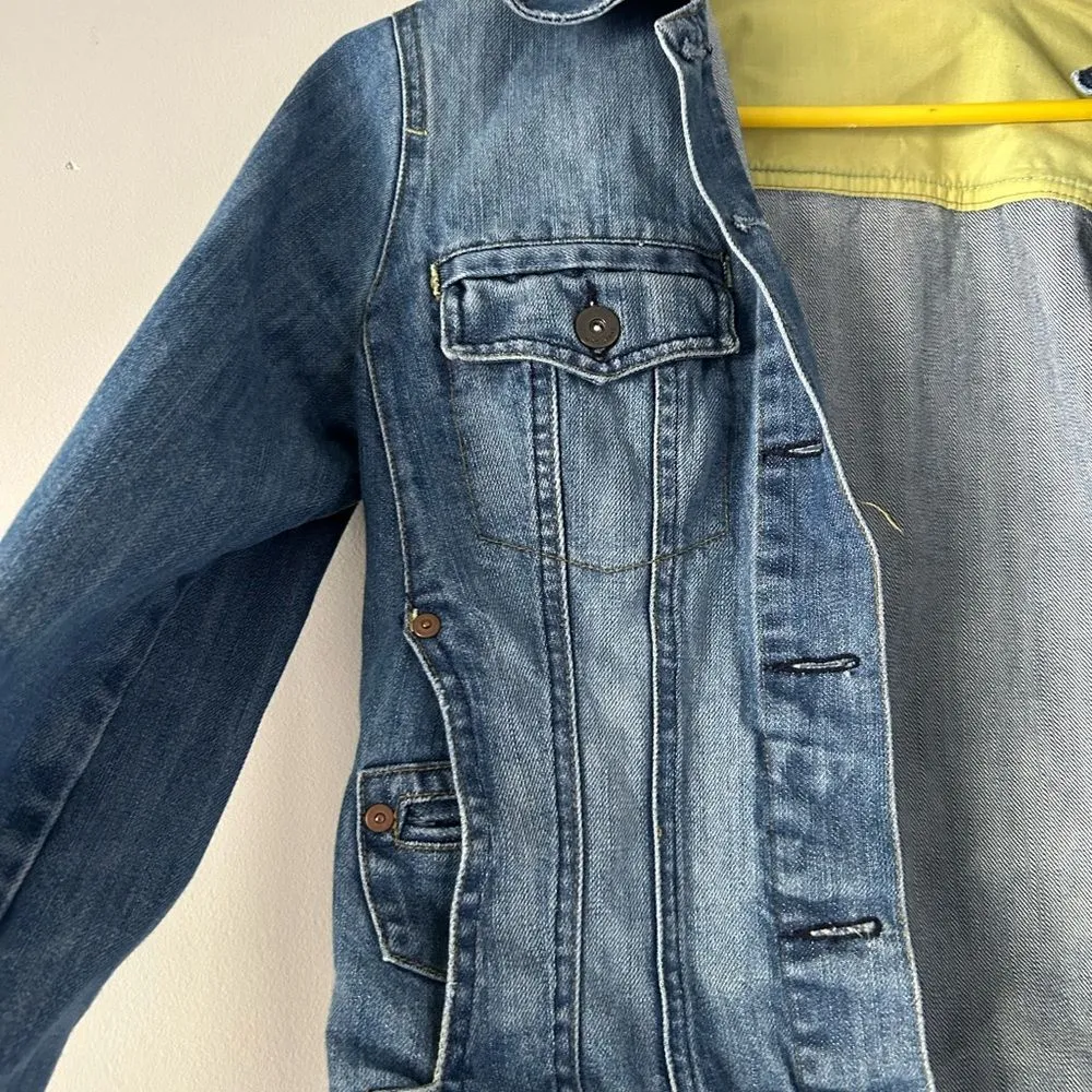 Women’s MNG Denim Jean Jacket Size Medium Fall Blue - Image 3