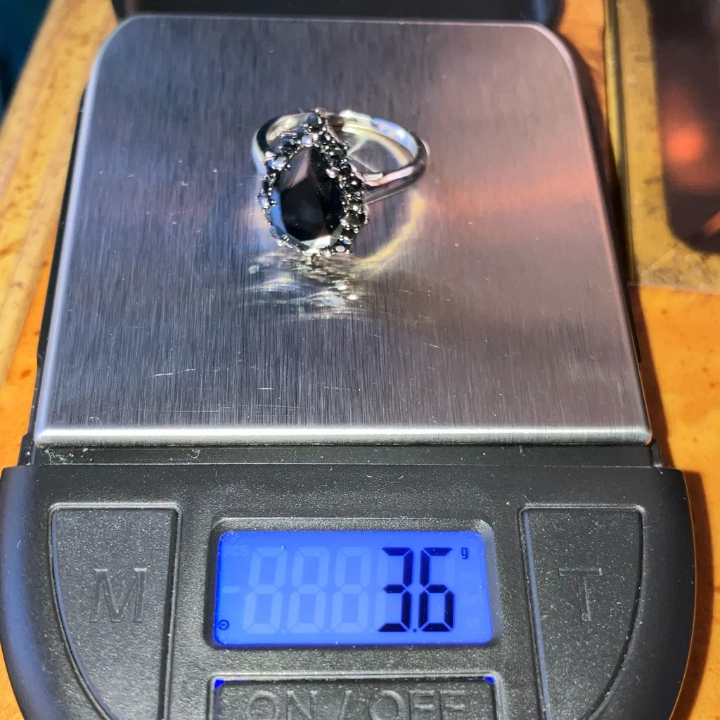 Natural Black Spinel Sterling Silver Ring Size 6 - Image 10