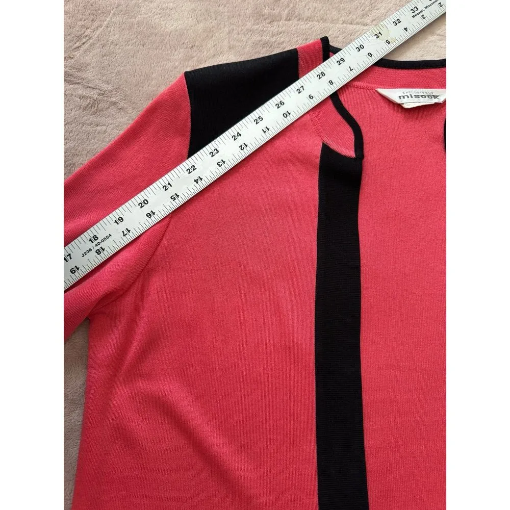 Misook Open Front Contrast Cardigan‎ Melon & Black Size Xsmall - Image 6
