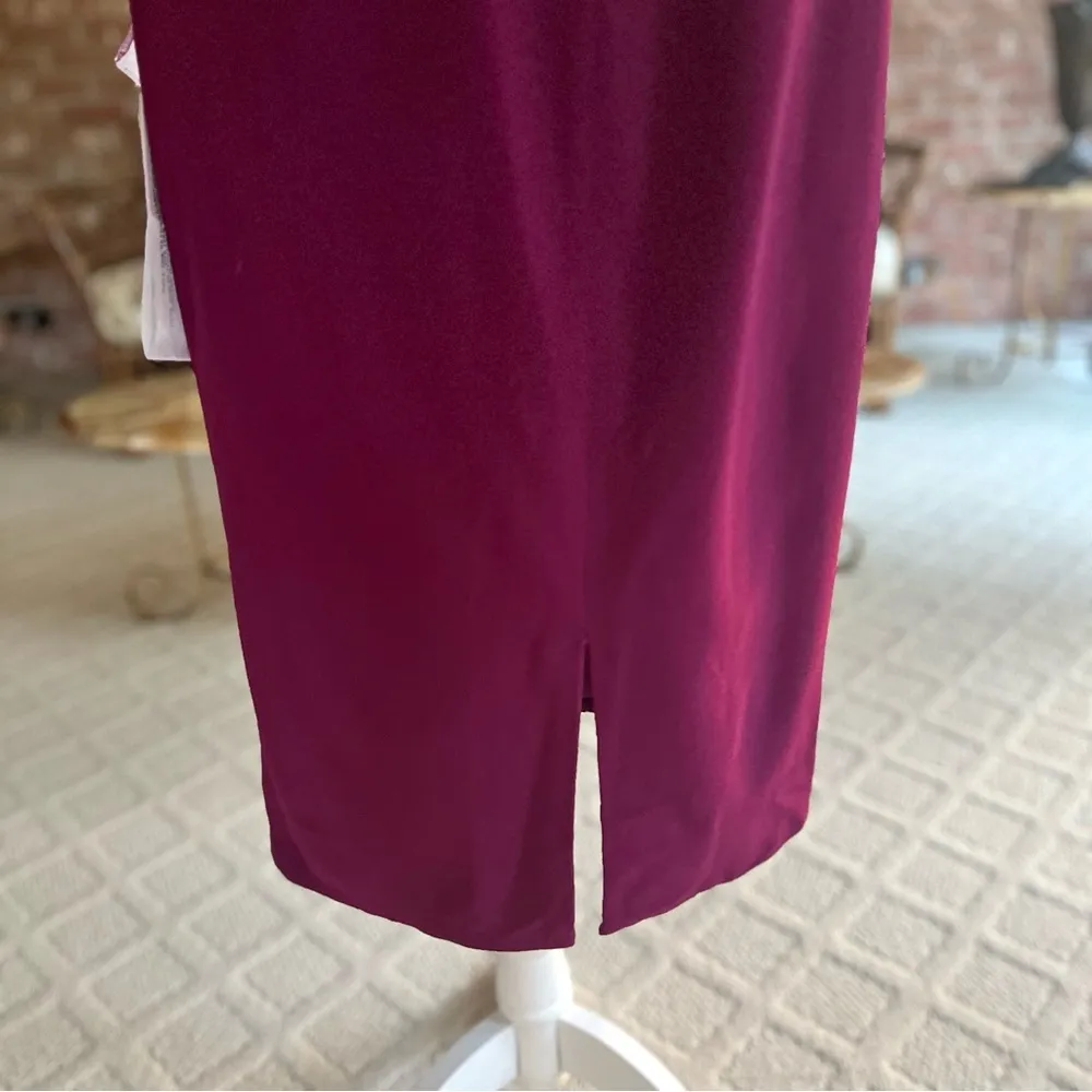 NWT Dress The Population Tiffany Dress Midi Magenta One Shoulder Bow M Cocktail - Image 12