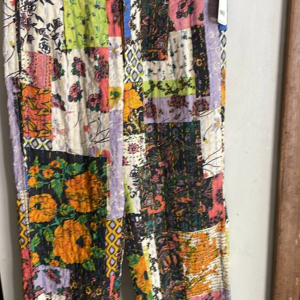 Free People Roads Merge Patchwork Straight Leg Pants Confetti Combo - Image 10