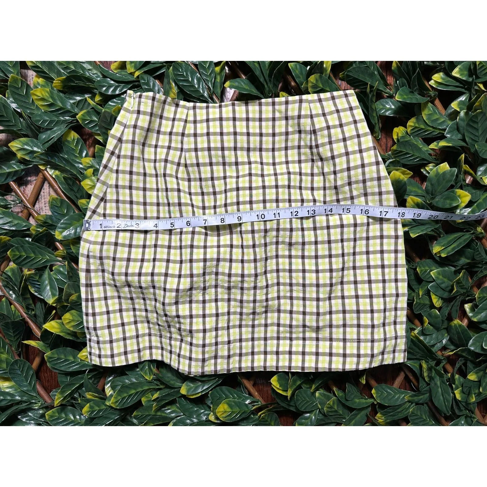 Rhode Green Brown Checkered Preppy Mini Skirt Size 4 - Image 4