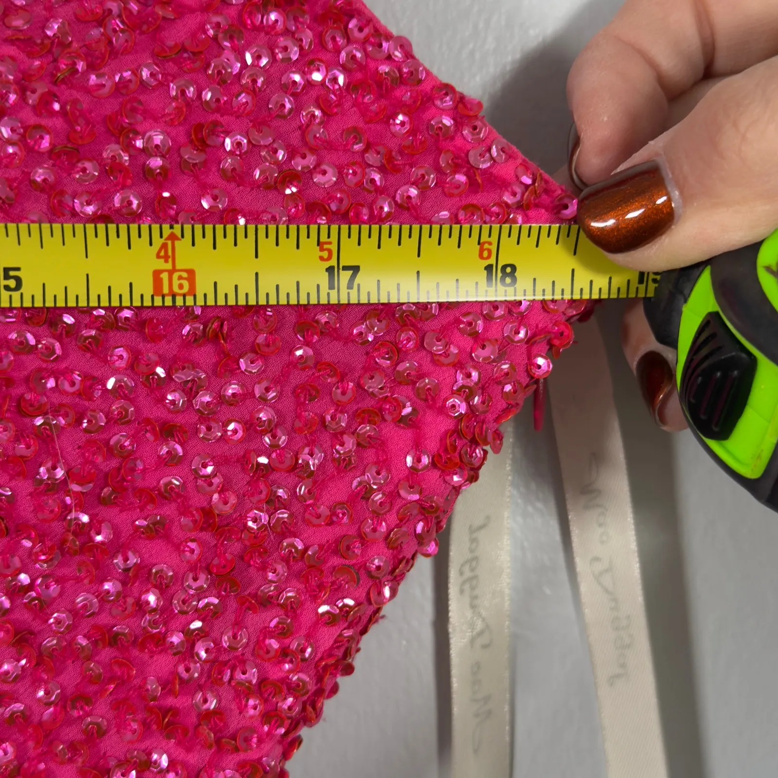 Mac Duggal Couture 100% Silk Barbie Pink Sequin Gown 8 Y2K Formal Dress VTG - Image 11