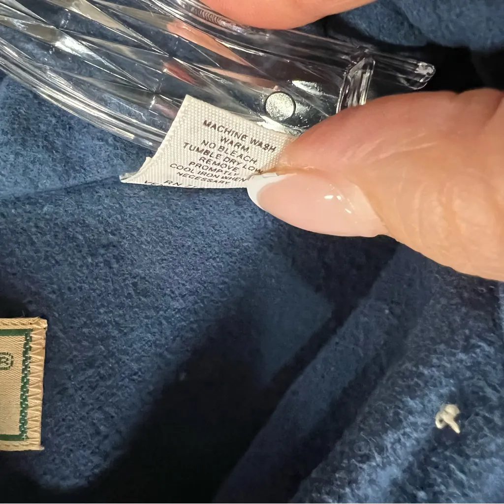 L.L. Bean Blue Vintage Long Sleeve Long Flannel Pajama Dress Size 12 - Image 9