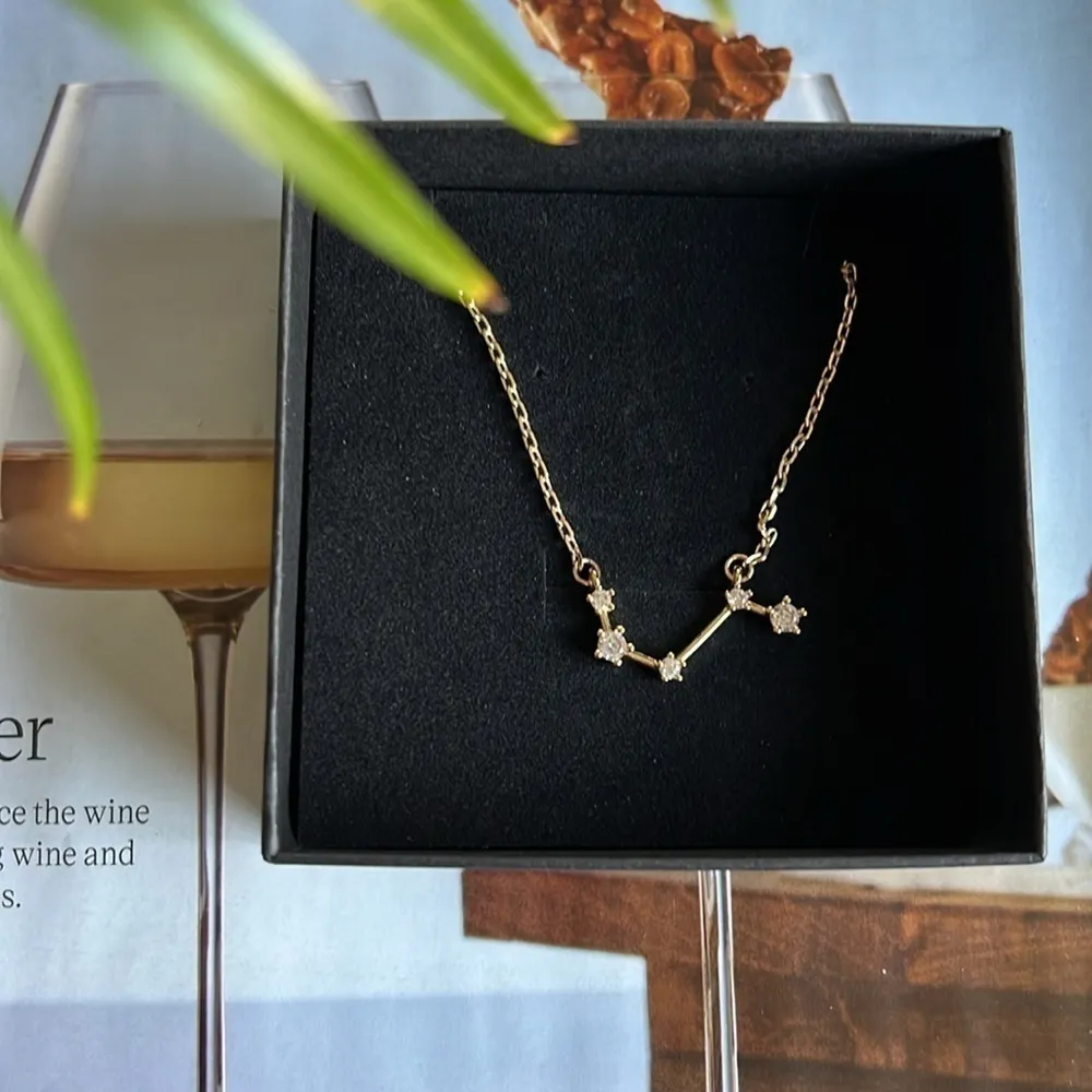 Farrah B. Aries Constellation Pendant crystal on goldtone chain necklace Gold - Image 3
