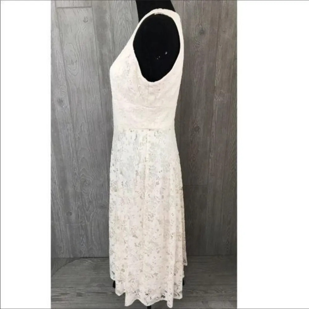 NWT Donna Karan white lace ruffle sleeveless dress size 10 wedding style - Image 2