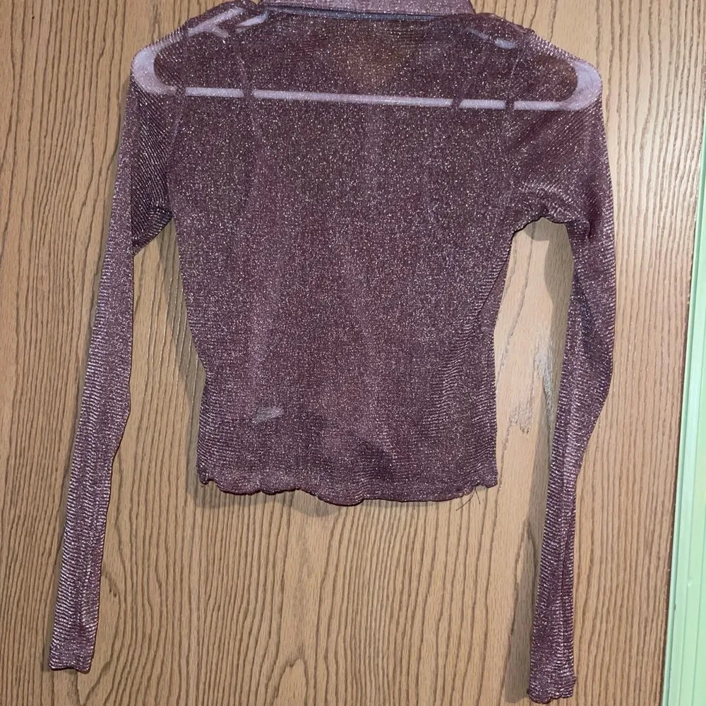 Sheer sparkly long-sleeve button-down shirt with cami - Image 2