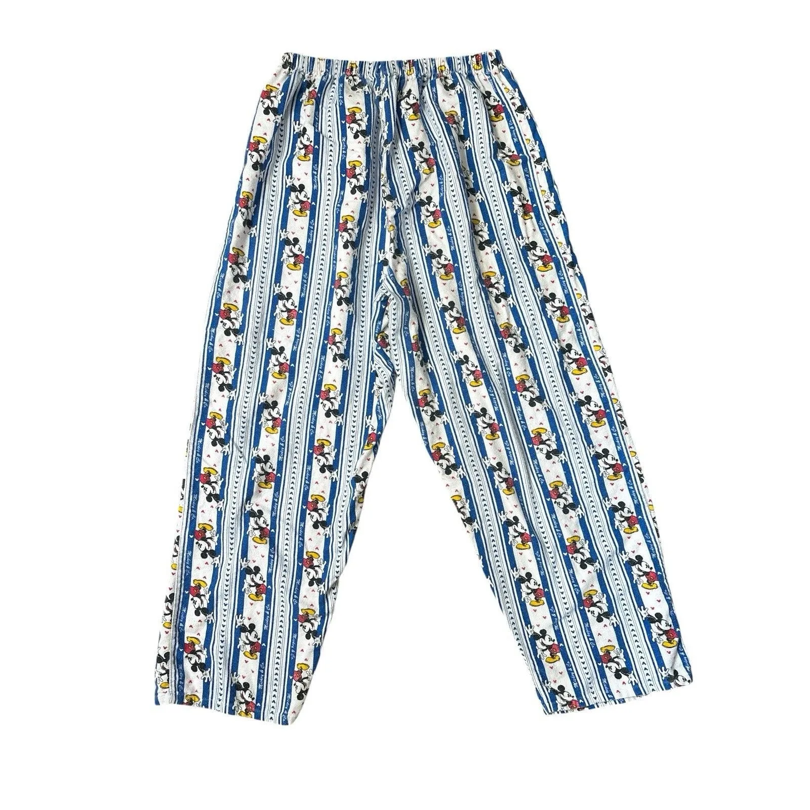 Vintage Disney Mickey Mouse Blue Striped Pajama Bottoms Size Large - Image 4