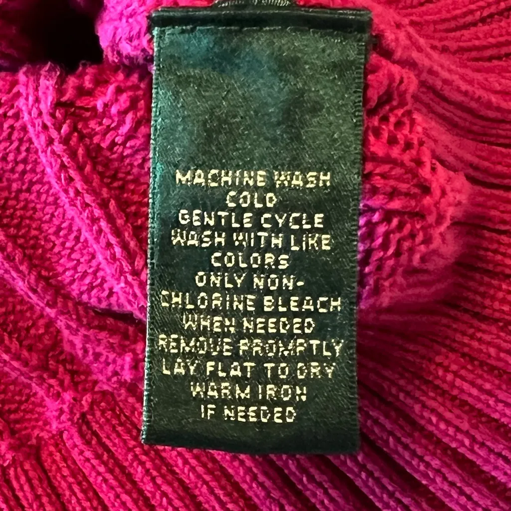 Ralph Lauren Lauren Active Collection Y2K Tennis V Neck sweater cableknit, sz S - Image 4