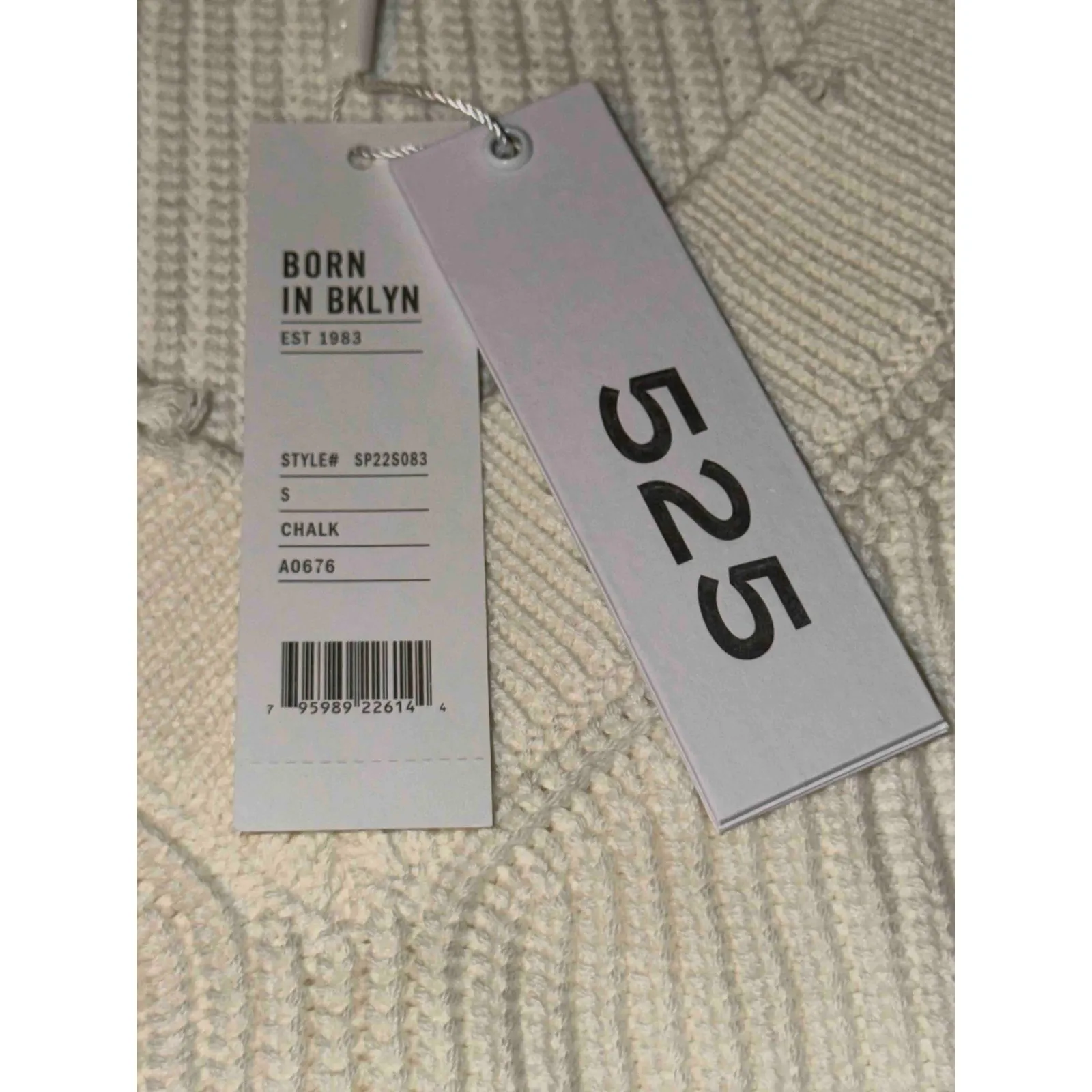 525 America Women's Distressed V Neck Sweater Chalk Cream, Size S, NWT - Image 7