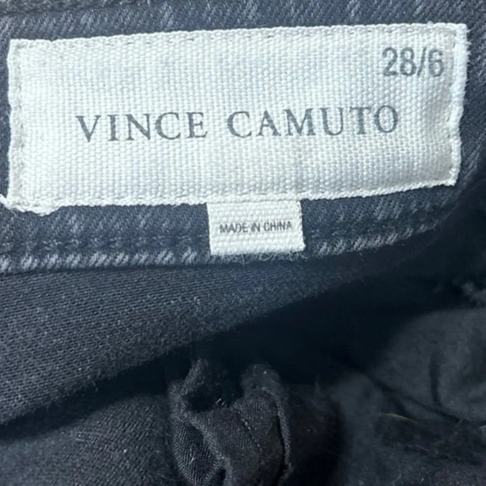 Vince Camuto Women's Black Straight Leg High Waist Studded Crop Denim Jeans 28 - Image 5