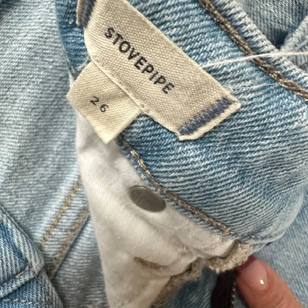 Madewell Stovepipe Light Wash 26 Jeans Slim‎ Frayed Hem - Image 5