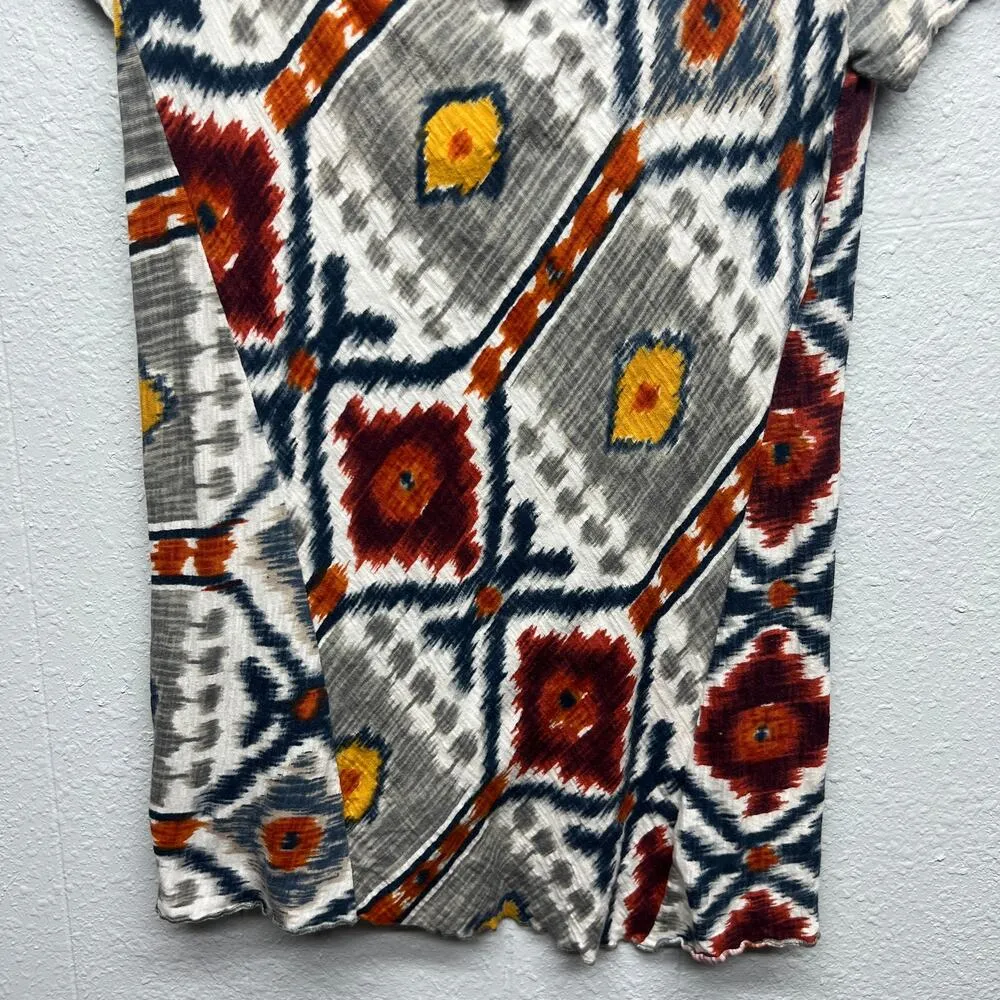 Tiny by Anthropologie Womens Top Small Cotton Aztec Festival Tribal Hippie Boho Gray - Image 5
