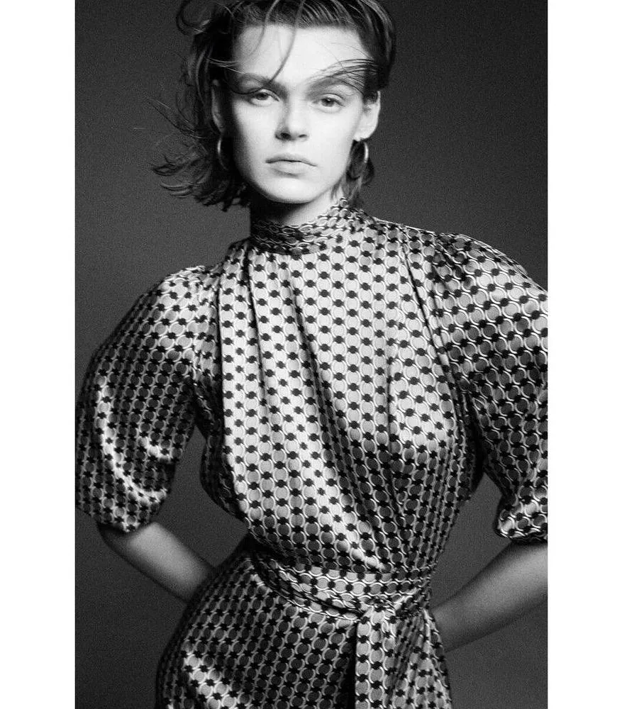 Zara Purple Circle Geometric Print Long Sleeve Belted Midi Shirt Dress Size XS - Image 2