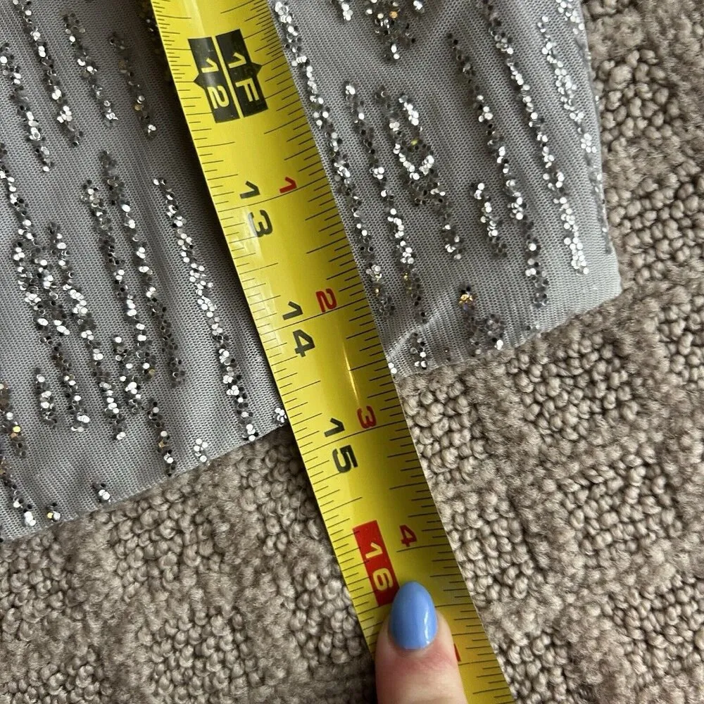 Y2K Retro VTG Gray Sparkly Glitter Cropped Crop Top 3/4 Sleeve As U Wish Zip - Image 7