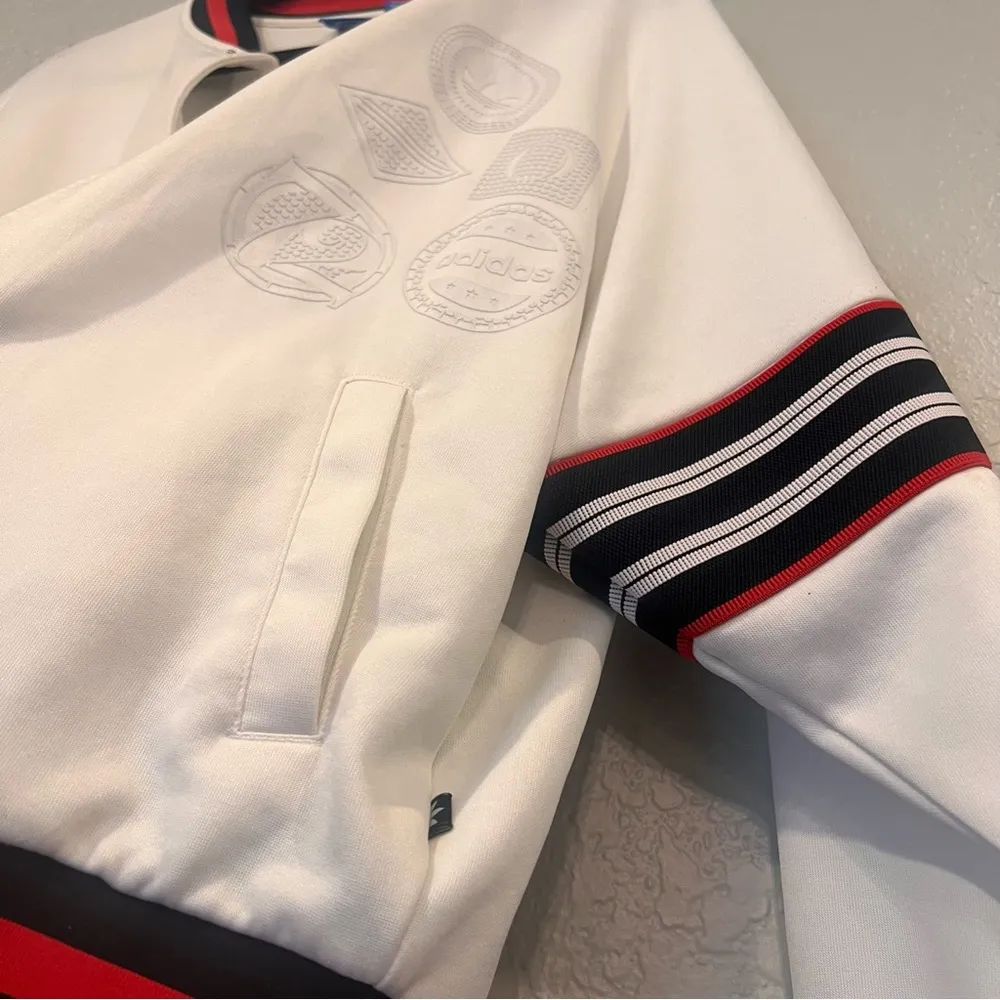 ADIDAS Women’s  Tennis JACKET  Size L White 3D Logos 3 Streifen The Brand #119 - Image 4