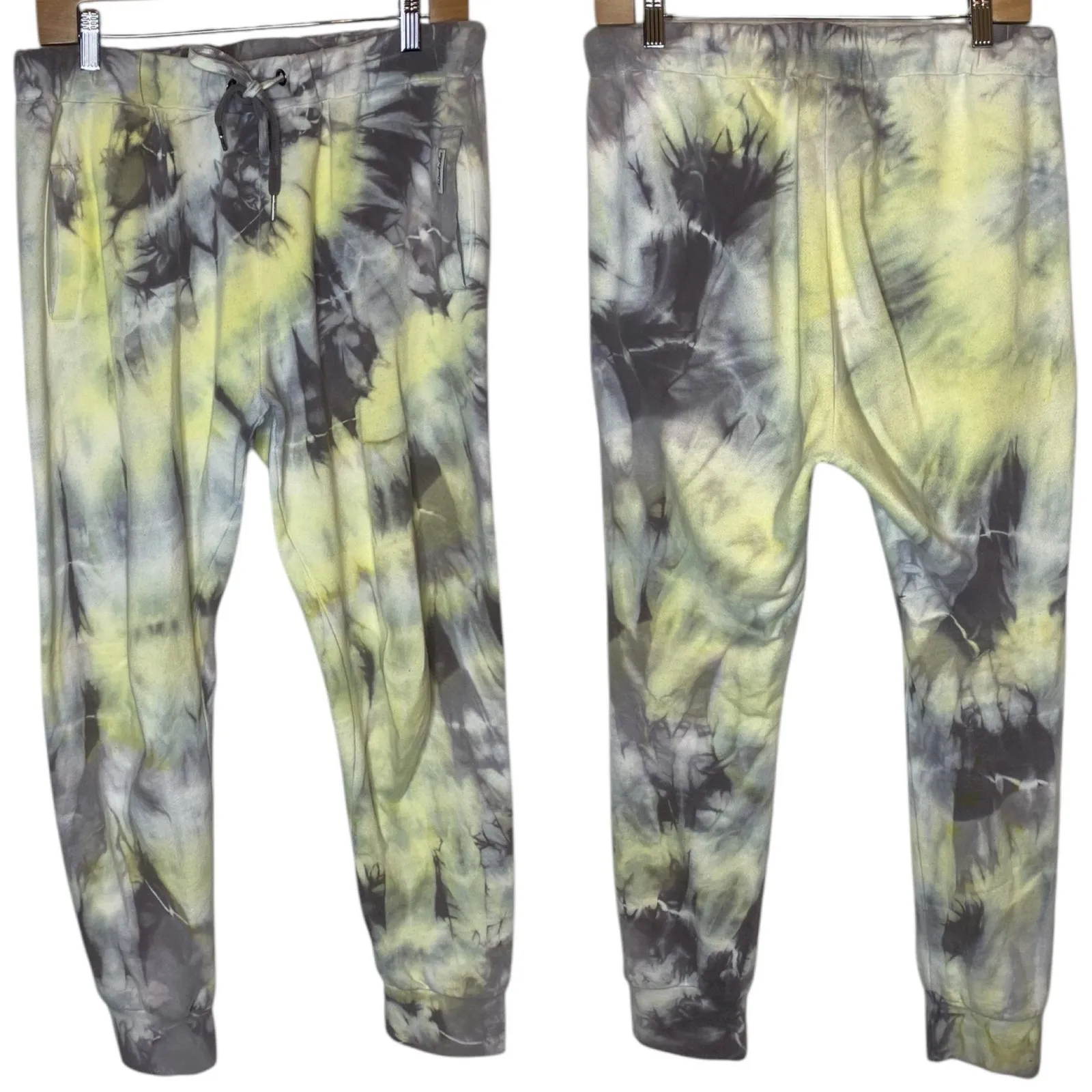 The Laundry Room Tie Dye‎ Joggers Sweatpants Medium Yellow Grey - Image 2