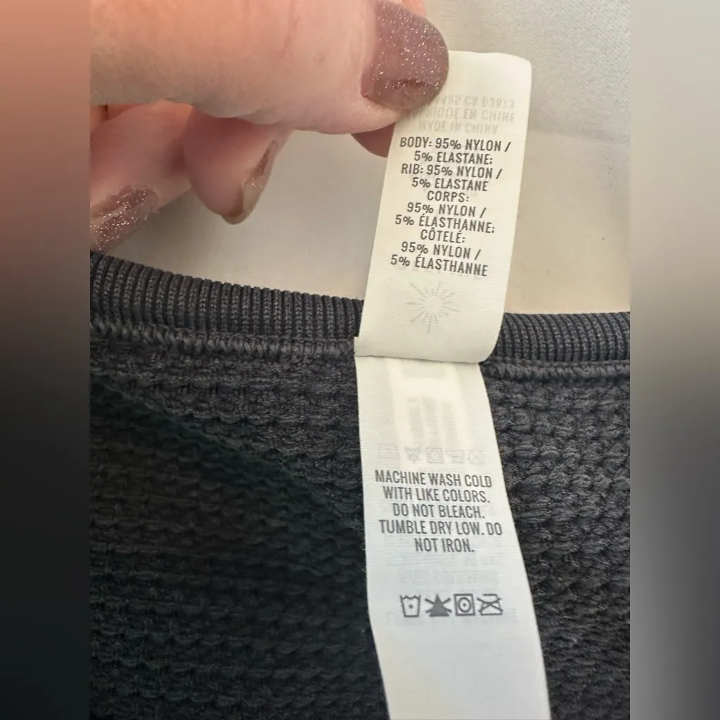 Offline by Aerie Long Sleeve Waffle Knit Stretch Cropped Top Grey Med athletic - Image 7