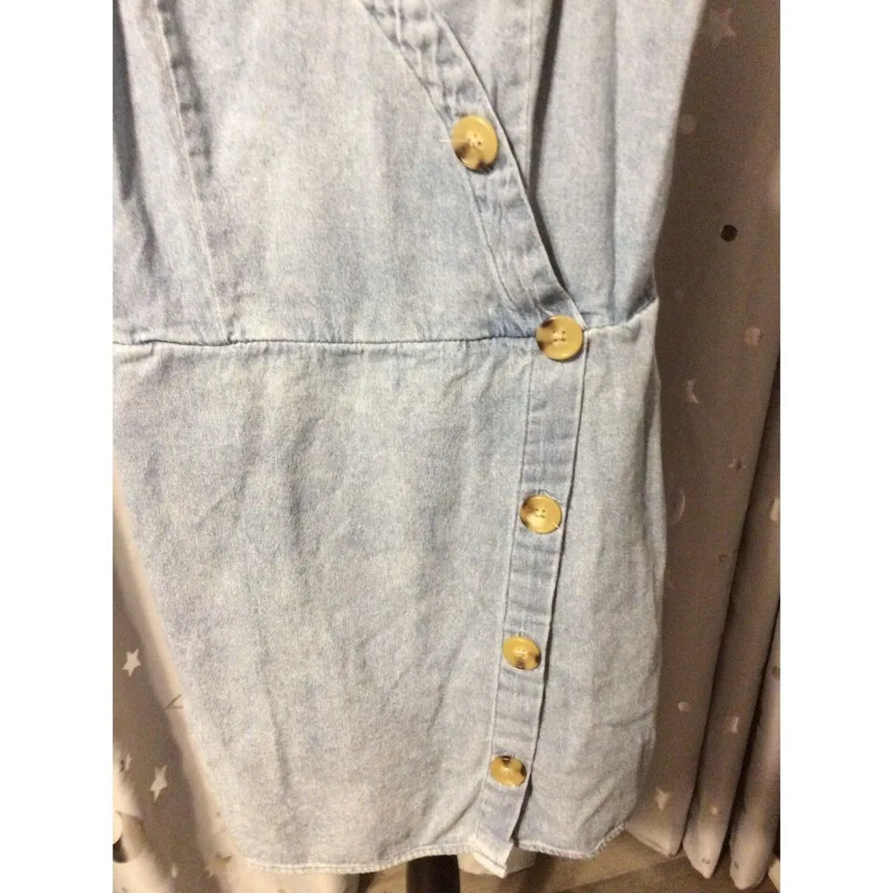 Aeropostale denim adjustable spaghetti strap Romper Small S Smocked back - Image 5