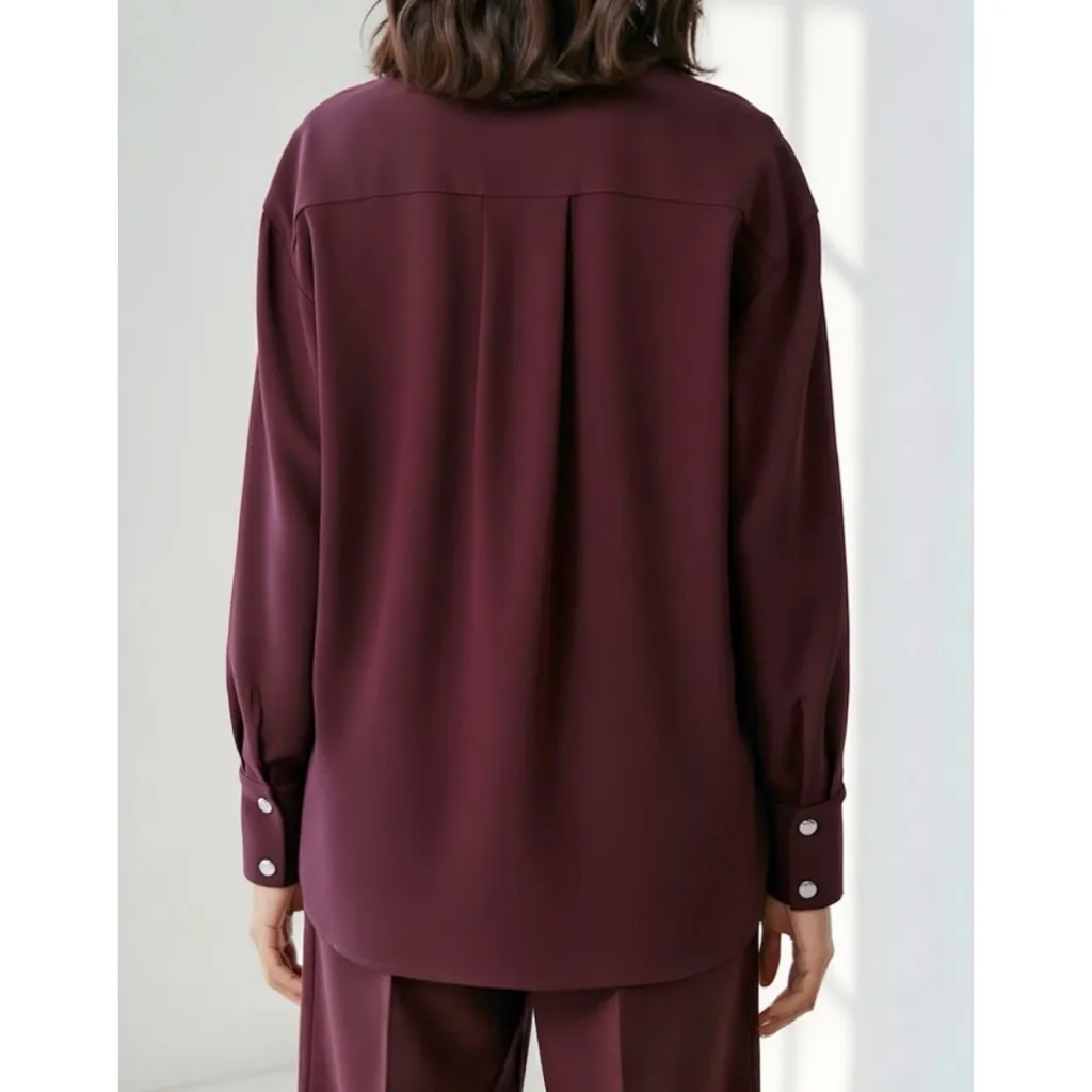 SER.O.YA. Ali Oversized Shirt Jacket, Merlot, Medium Red - Image 2