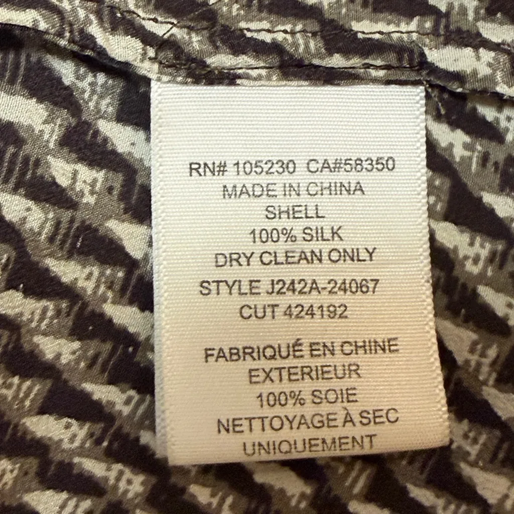 Joie Silk Sleeveless Blouse Small Black Brown White Geometric V Neck Tank - Image 5