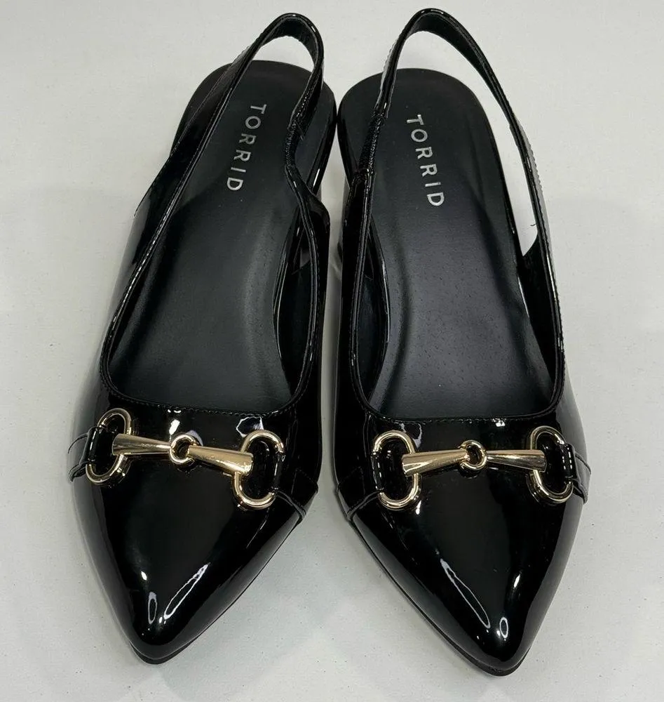 TORRID Pointed Toe Slingback w Block Heel & Horsebit Buckle Black-8W - Image 2