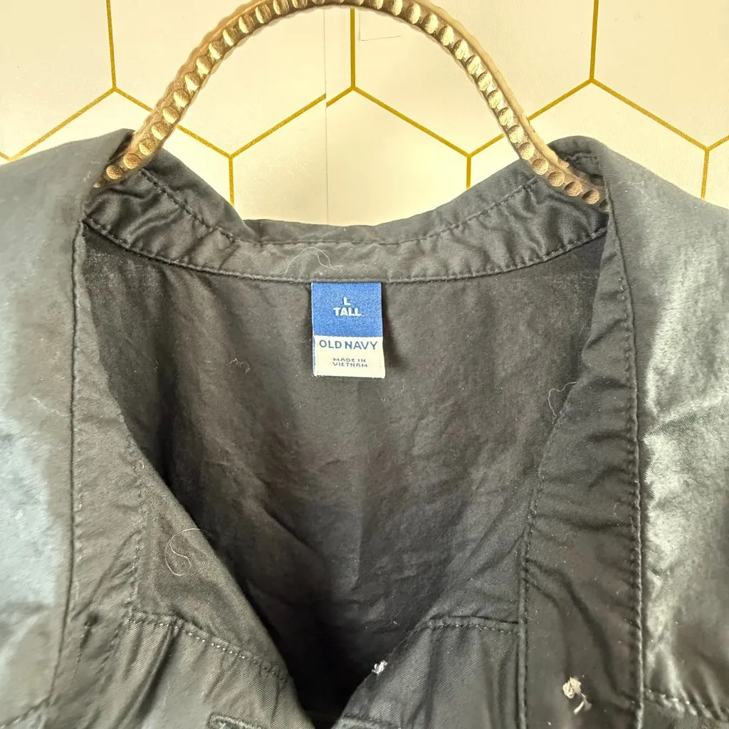 Old Navy Black Button-Front Shirt Dress - Size - Large Tall - Image 5