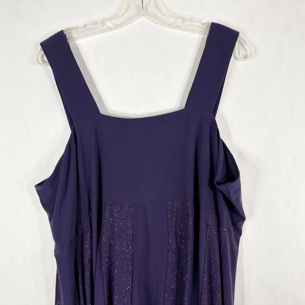 Maggie Barnes Plus Size 18W Dress Purple Sparkly Midi Formal Sleeveless‎ 1694 - Image 7