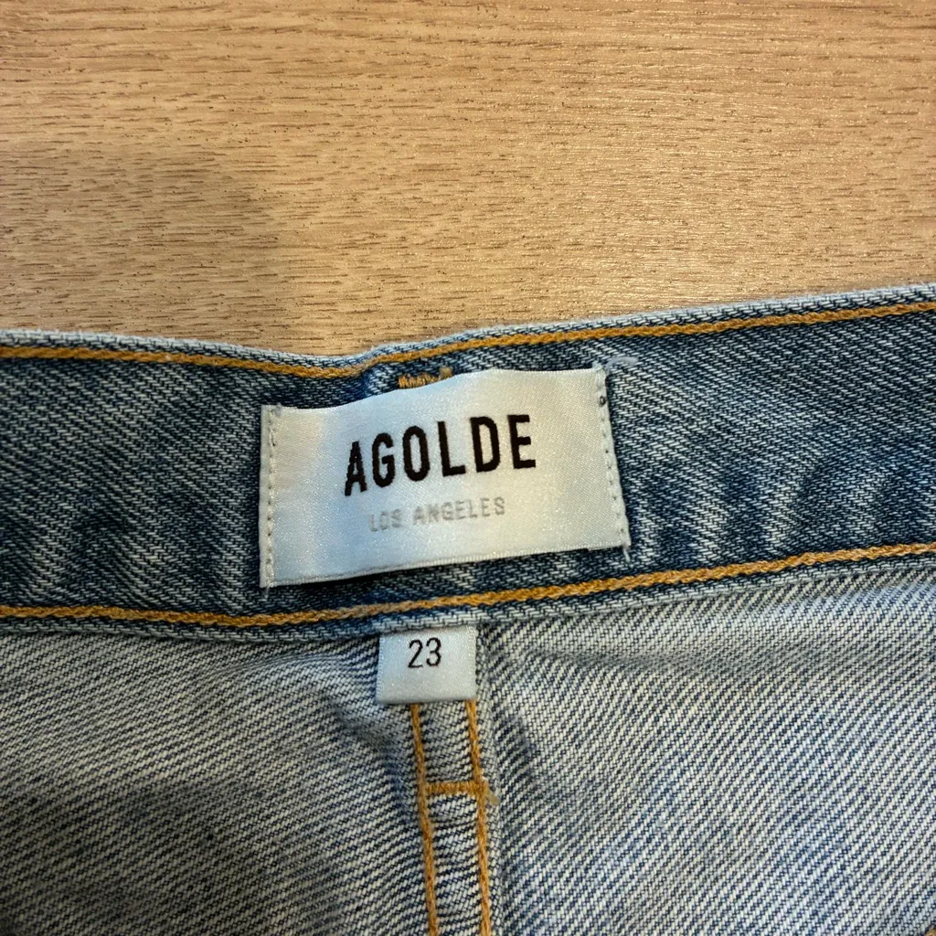 Agolde Women’s Pinch Waist 90s Jean Distressed Straight Leg Light Wash Size 23 - Image 4