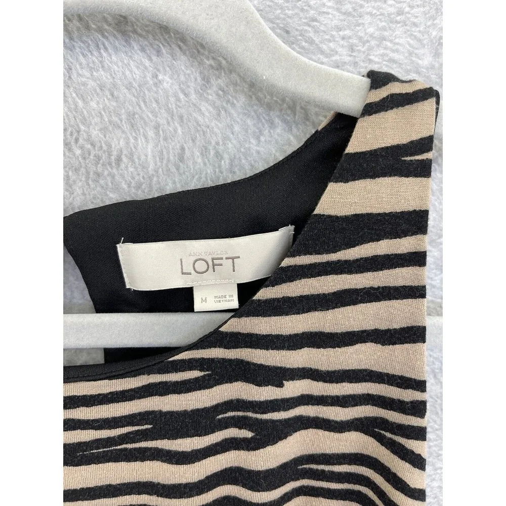 LOFT by Ann Taylor Women's Dress Sleeveless Animal Print Size Medium A Line - Image 4
