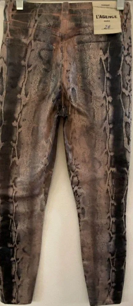 NWT L'Agence Margot High Rise Skinny Petal Crackle Foil Pants Women's Sz 24 - Image 8