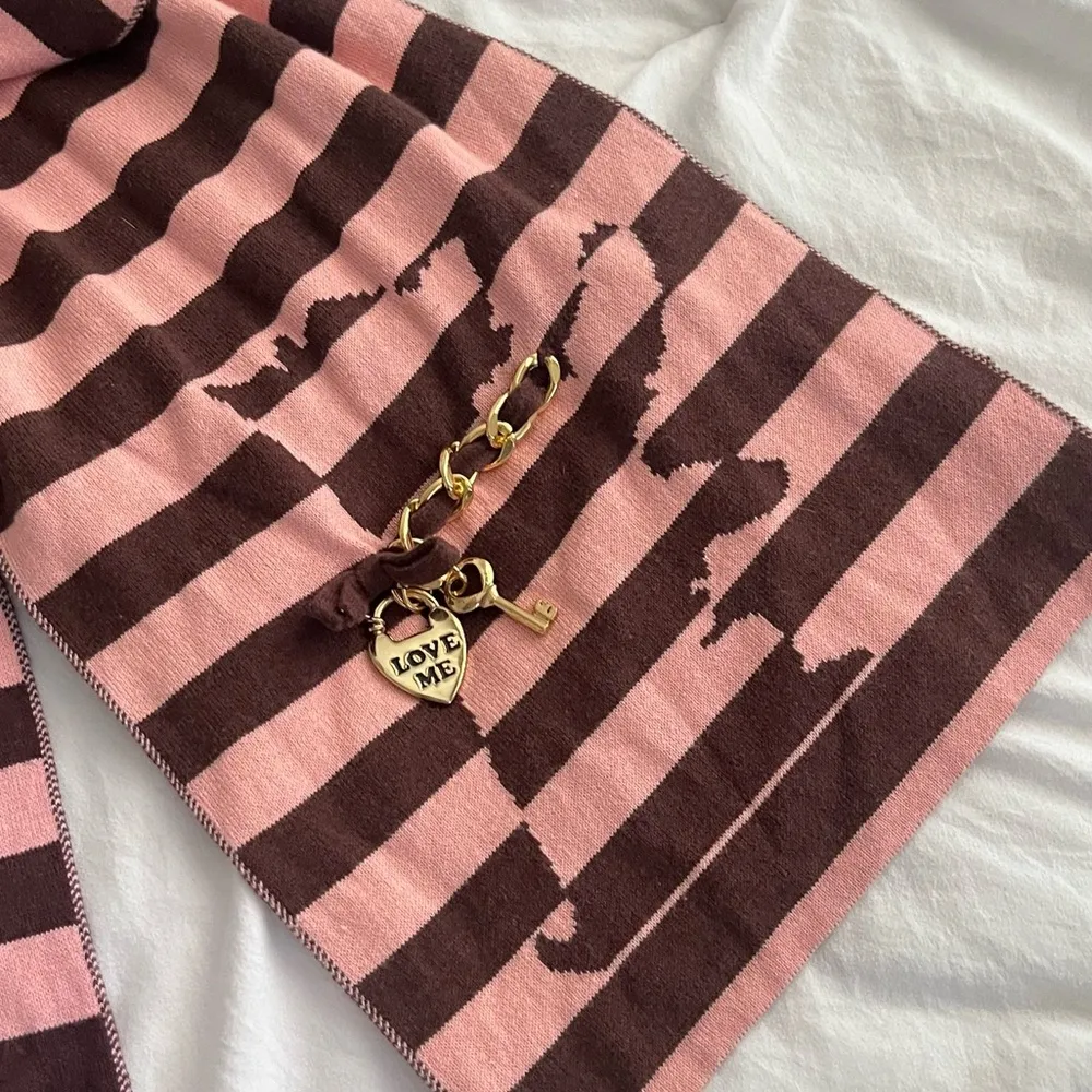 Juicy Couture Y2K Pink & Brown Women’s Striped Scotty Scarf​ - Image 2