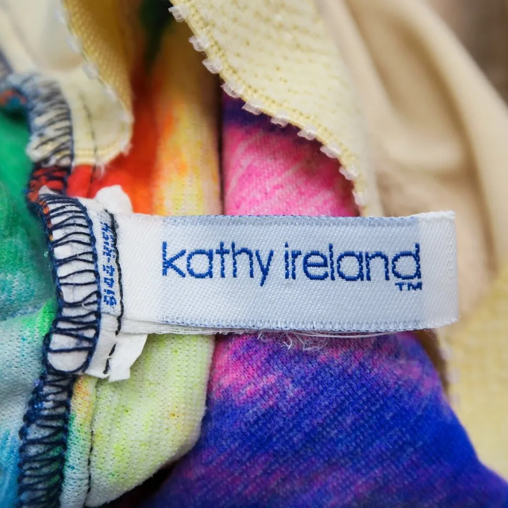 Vintage 80s Kathy Ireland Crinkle Neon Tie Dye One Piece Swimsuit - Image 13