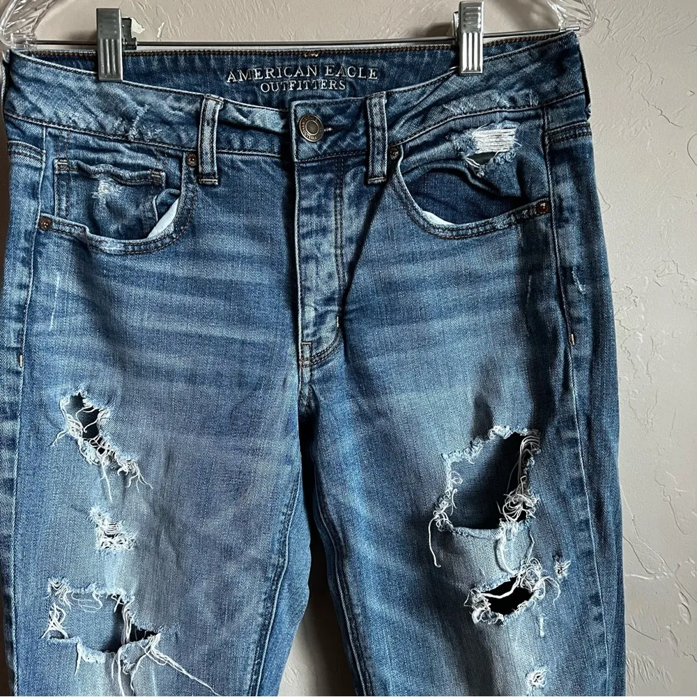 AEO Tomgirl Heavily Distressed Denim Jeans - Image 3