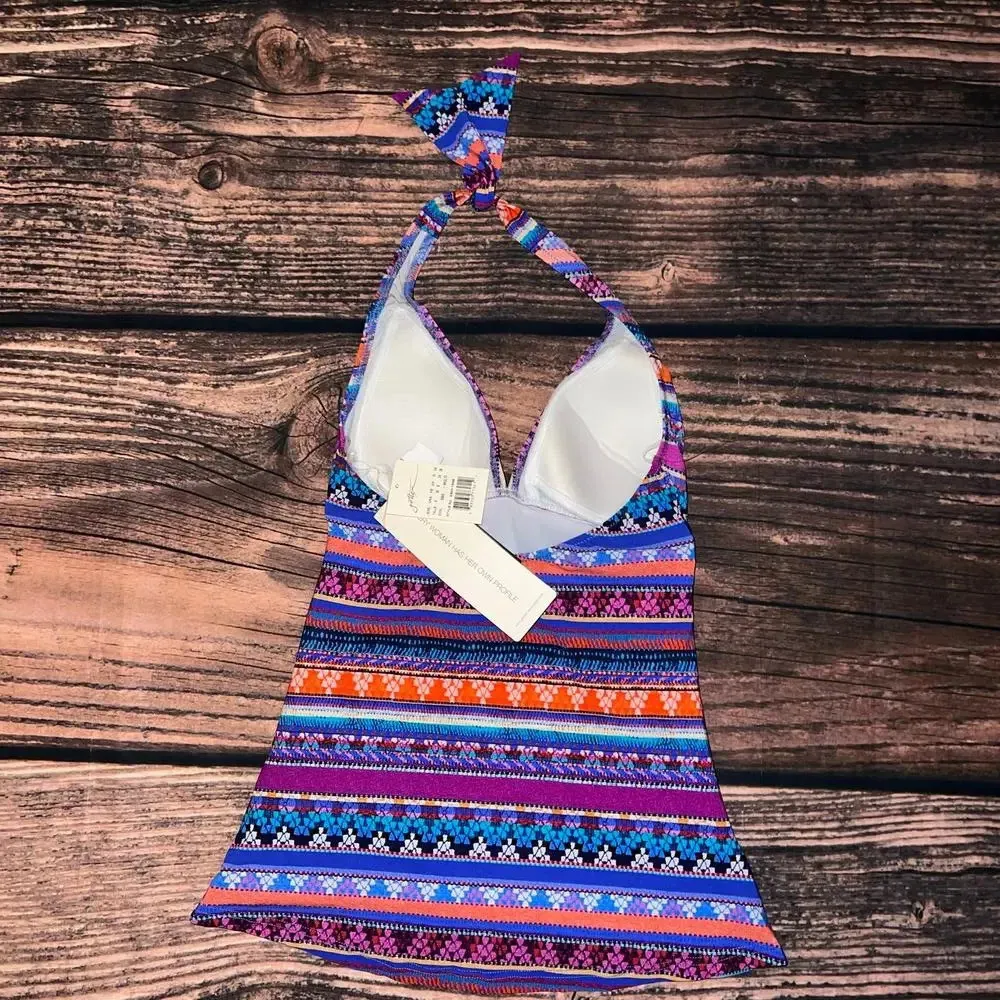 NWT Gottex Women's Geometric‎ Halter Tankini Swim Top Size 6 Multicolor - Image 5