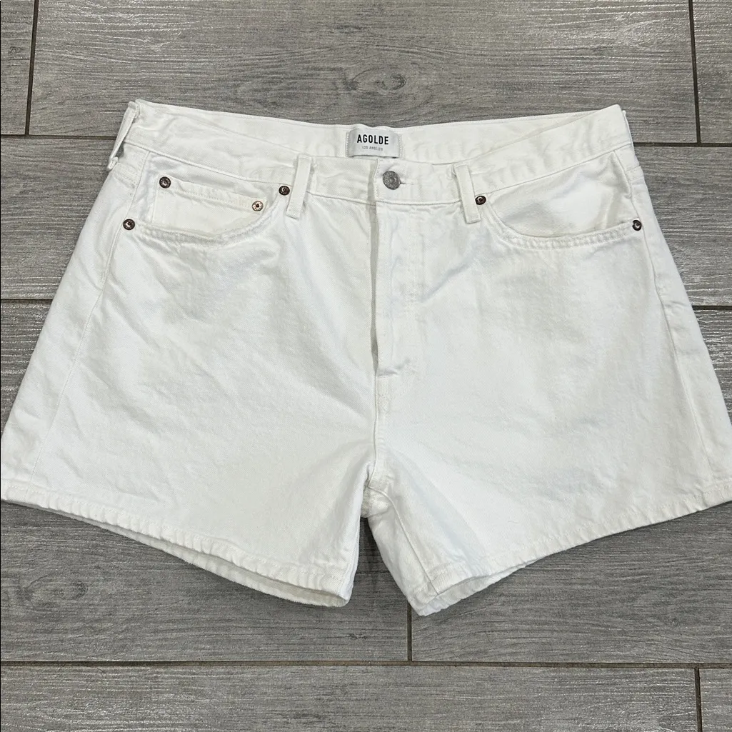 Agolde Parker Long White Denim Jean Shorts Size 31 (12) New! - Image 7