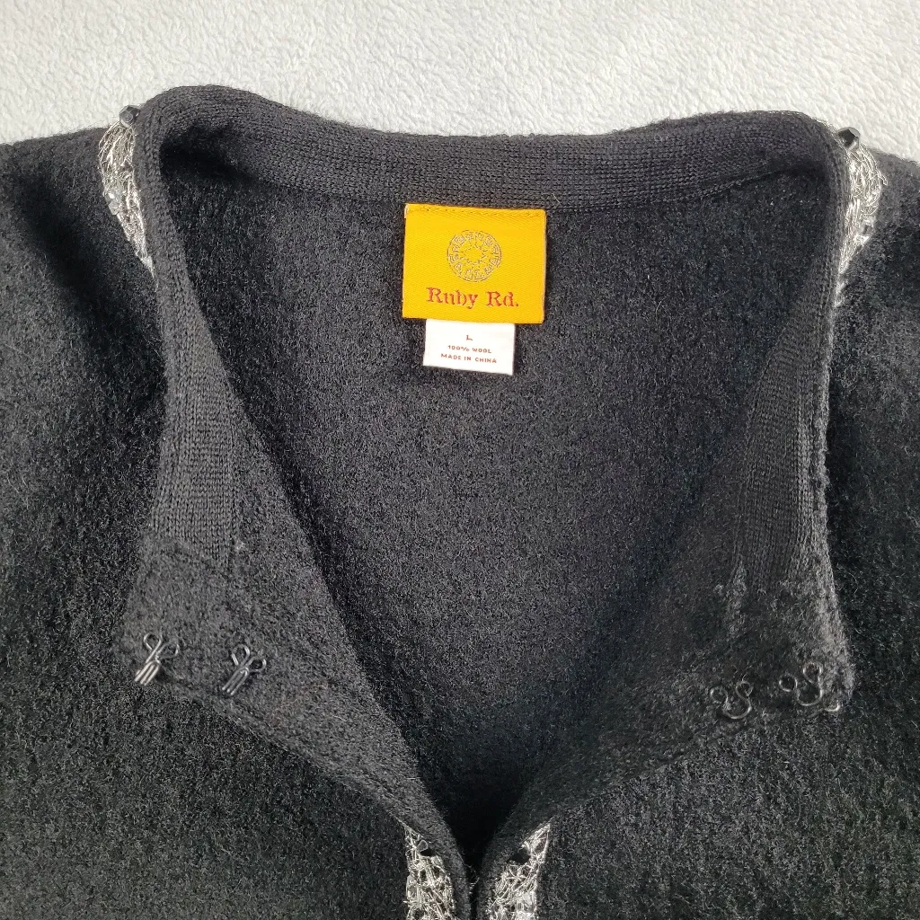 Ruby Rd. Women's Blazer 100% Wool Black Long Sleeve Size L Large - Image 8