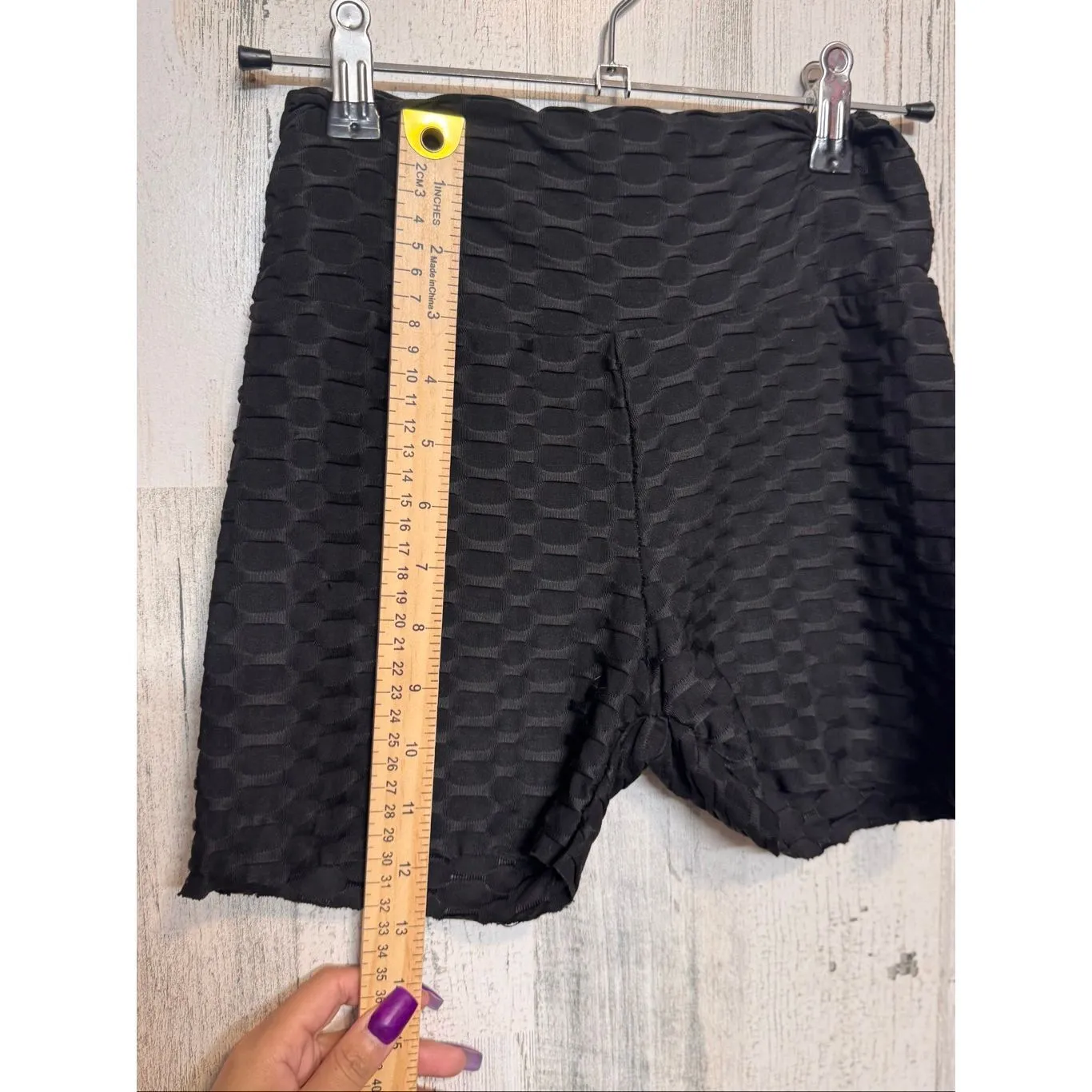 Black Textured Scrunch Booty Shorts | Size Small - Image 3