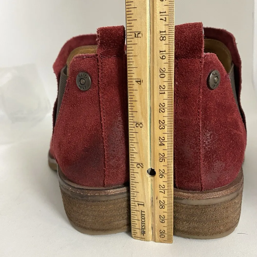 Sofft Bergamo Women US 7.5 M Red Suede Leather Biker Ankle Chelsea Bootie - Image 9