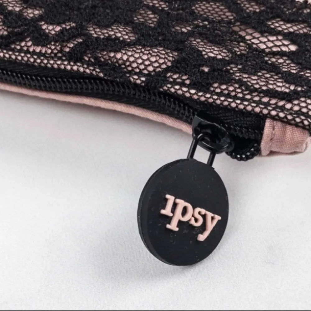 IPSY Blushing Pink Cosmetic Bag Trimmed with Black Lace - Image 2