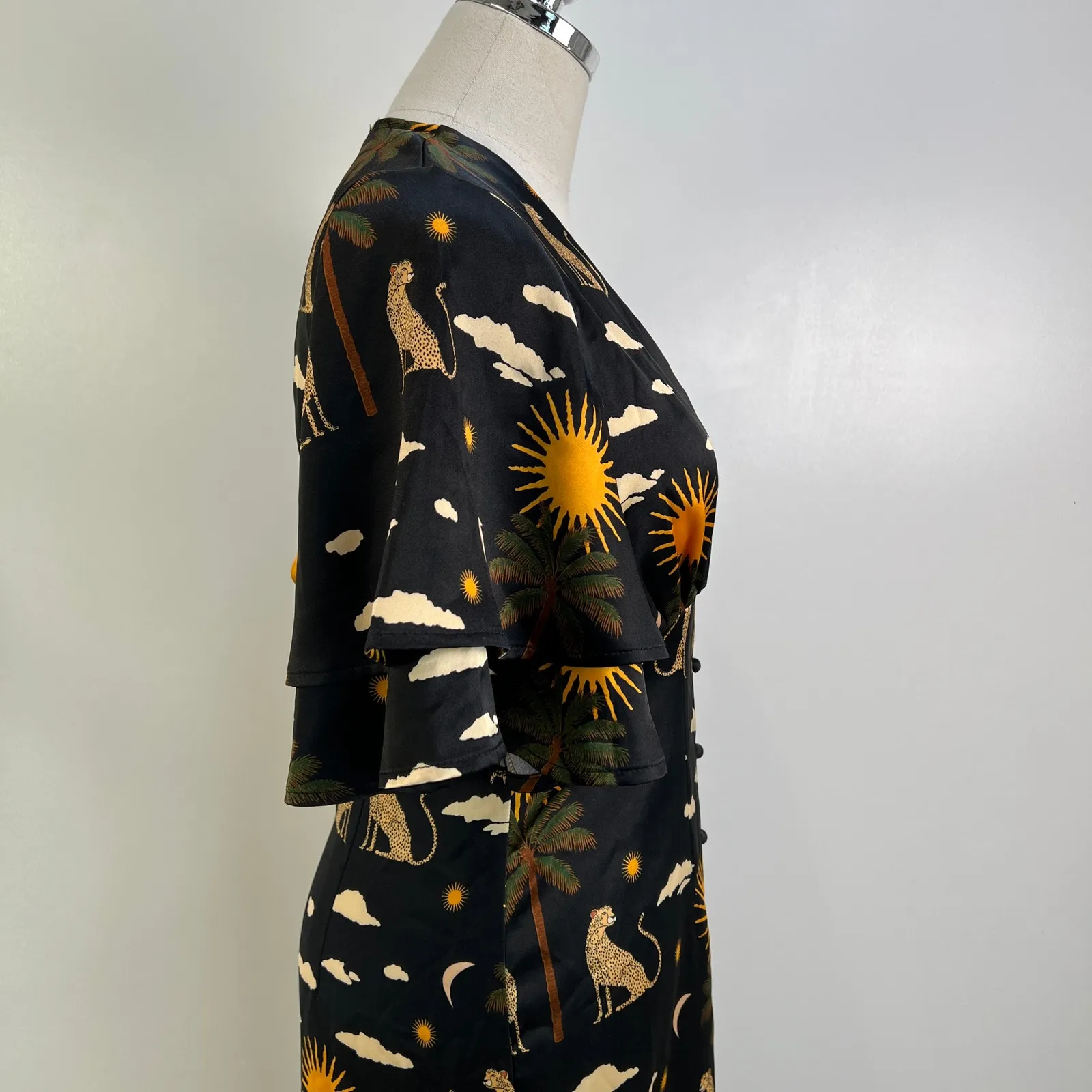 Never Fully Dressed Running Wild Lindos Dress Black Printed Size 2 - Image 6