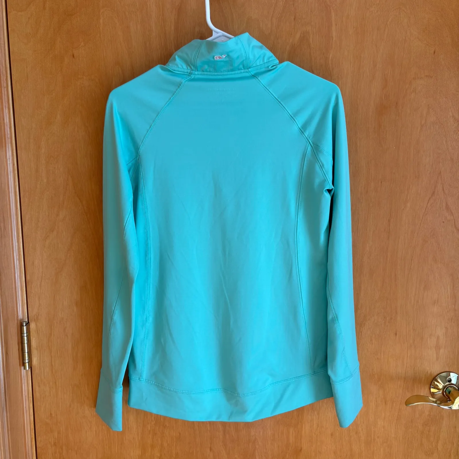 Vineyard Vines Performance Quarter Zip Pullover Aqua Blue Whale Women's Small - Image 3