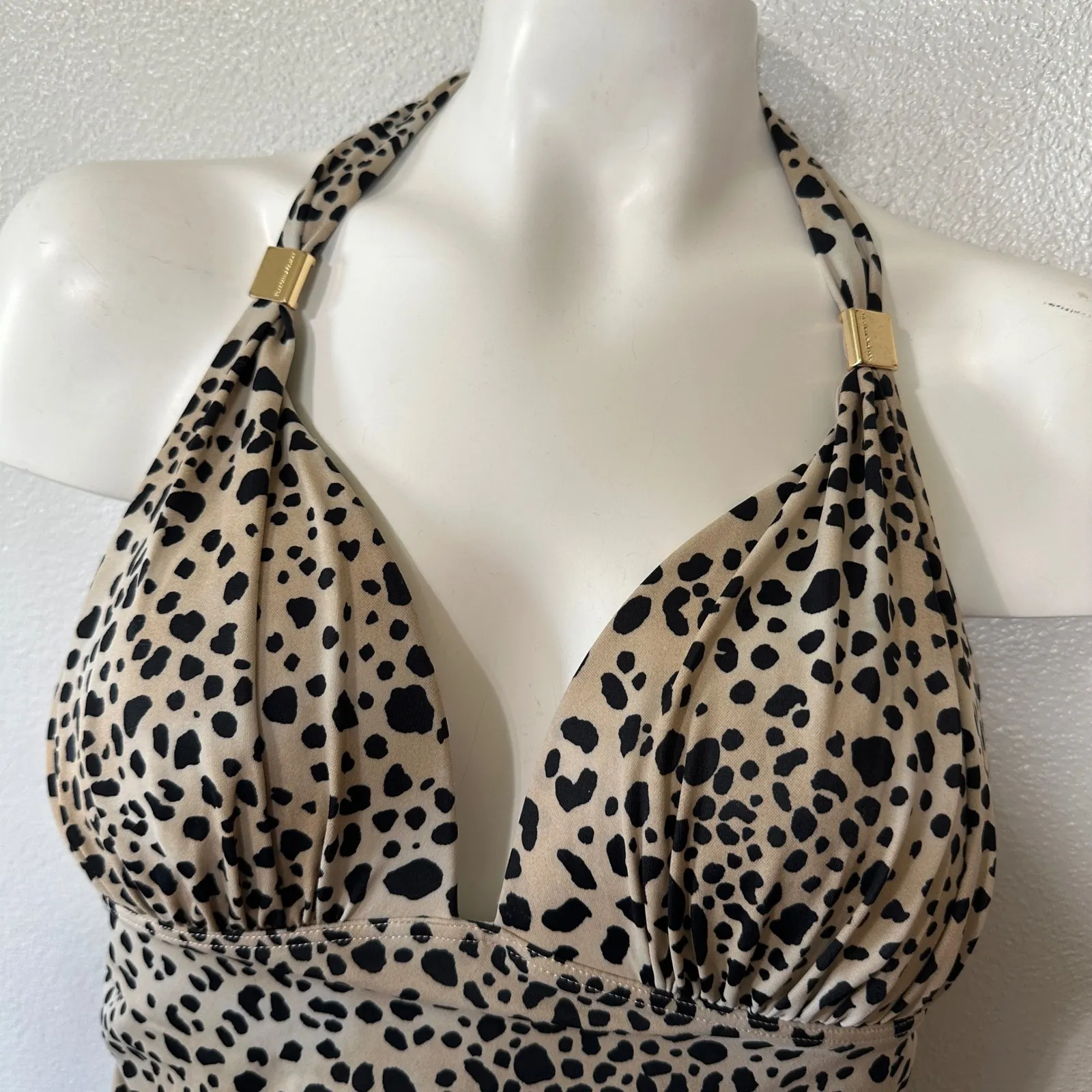 Victorias Secret Forever One Piece Swimsuit Halter Ruched Leopard Print Size XL - Image 2