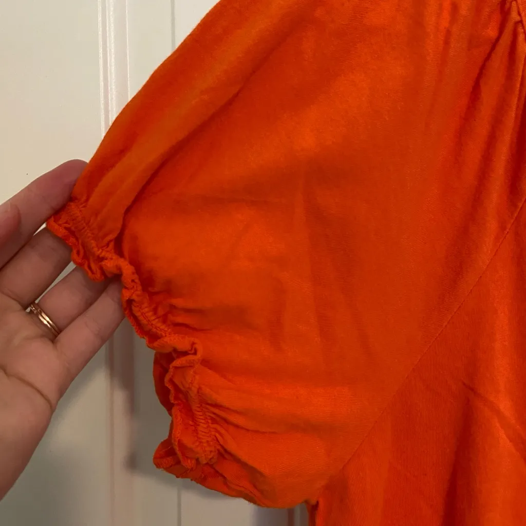 NWOT Lane Bryant women’s bright orange fun‎ flirty cotton modal embroidered top - Image 2