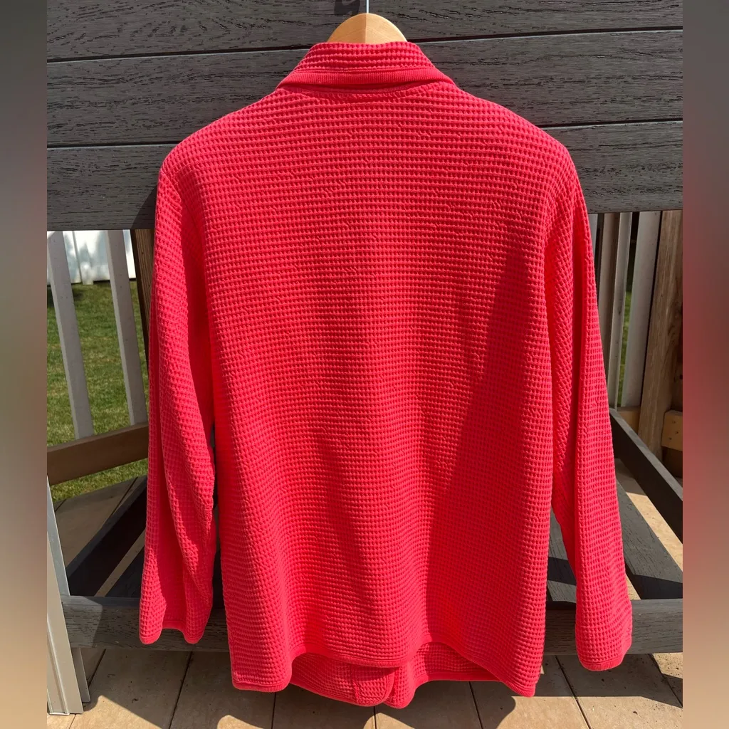 Focus Casual Life Hot Pink Waffle Thermal Jacket Size L Mother of Pearl Buttons Size L - Image 5
